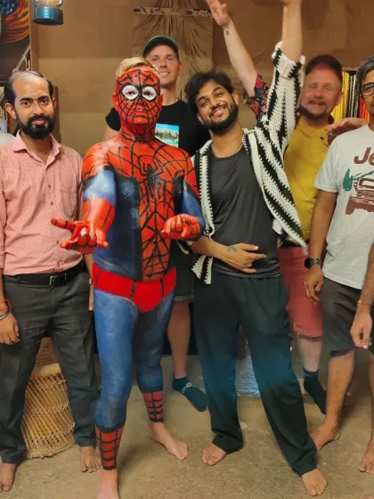 The whole team with the finished Spiderman. This was a fun and collaborative project with our client from Iceland.