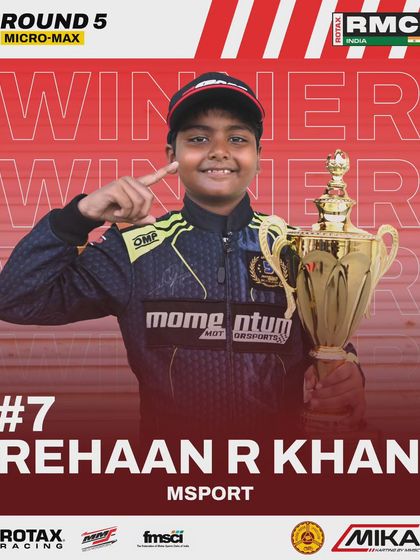 Rehaan R Khan of Msport takes his first ever win in the Micro Max class at Round 5 of the 2024 championship.