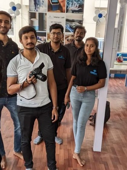 A snapshot of our dedicated team after a successful RoboExpo at our SP Robotic Maker Lab in Marathahalli. These events allow us to connect with hundreds of tech enthusiasts.