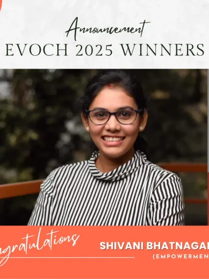 Celebrating our EVOCH Award winner for Empowerment from Pune. Her calm nature helps children open up and feel safe.