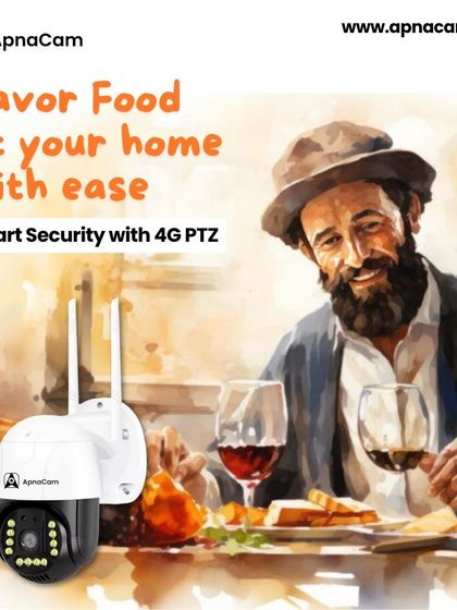 Savor food at your home with ease. Our 4G PTZ security camera provides smart 360-degree surveillance so you can relax and enjoy your time.