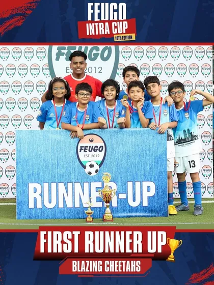 The 'Blazing Cheetahs' team, who finished as the First Runner-Up in the U-11 age group.