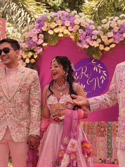 A candid moment with the couple at their Haldi ceremony. My interactions are all about creating a comfortable and fun atmosphere for them on their special day.