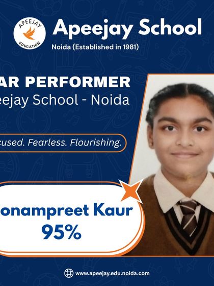 Sonampreet Kaur of Class 7 has achieved a wonderful 95% by balancing her studies with other activities, proving that dedication leads to success.