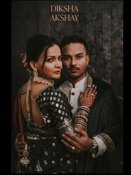 I love playing with light and shadow to create dramatic, royal portraits. This image of Diksha and Akshay has a painterly quality, highlighting their regal attire and intense connection. It’s a powerful, moody style of portraiture that makes a bold statement.