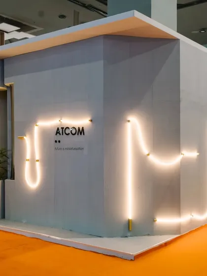 This was our booth at the Acetech exhibition, where we brought our Medusa light to life on a grand scale. We design our exhibition spaces not just to show products, but to create immersive experiences that inspire architects, designers, and visitors.