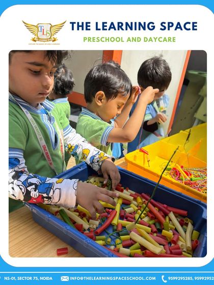 Holi fun with colorful pasta. This sensory activity allows children to explore colors and textures in a safe and creative way as part of our Holi celebrations.