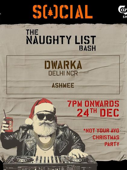 This poster for "The Naughty List Bash" was for a Christmas Eve party. I love playing special holiday sets to get everyone in the festive spirit.