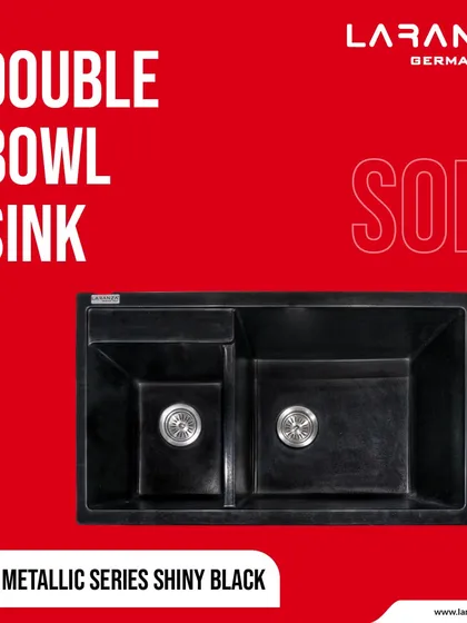A spectacular counter deserves a spectacular sink to match. My double bowl sink in Quartz Metallic shiny black is the perfect complement to a modern kitchen.