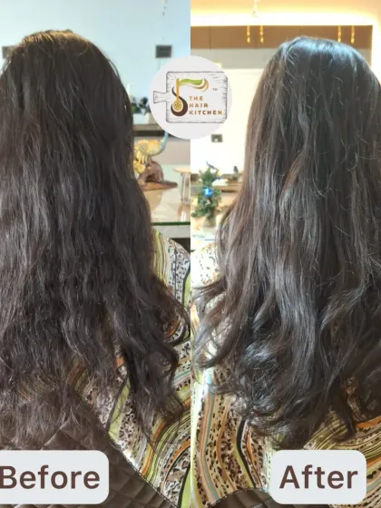 A perfect example of a no-heat transformation. This healthy, wavy look was achieved with a natural jaddibutie (herbal) treatment for nourishment, a haircut to shape the hair, and my soft dry bunning technique.