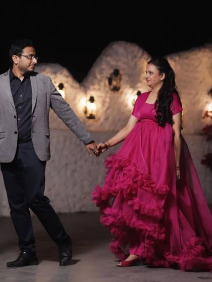 A candid, playful moment during a maternity session. I encourage couples to interact naturally, which allows me to capture genuine smiles and connections, like this one from a lovely evening shoot.