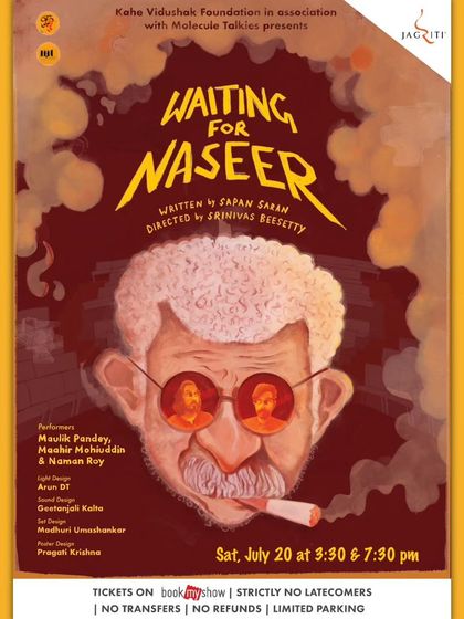 The poster for "Waiting for Naseer," a play about two actors waiting for the legendary Naseeruddin Shah.