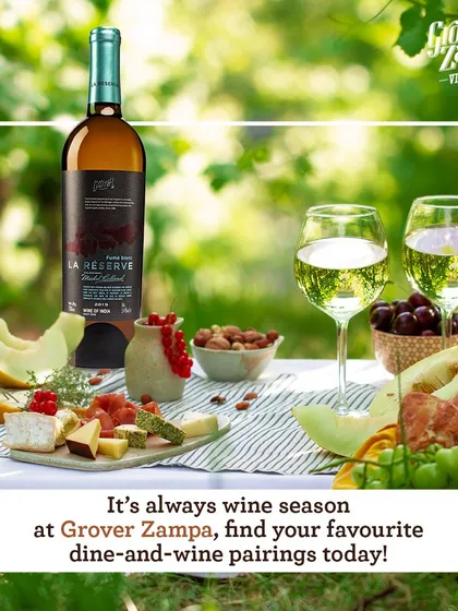 It is always wine season at Grover Zampa. We invite you to visit us for a day of sunshine, luscious wine, and perfectly paired food, like this spread featuring our La Réserve Blanc.