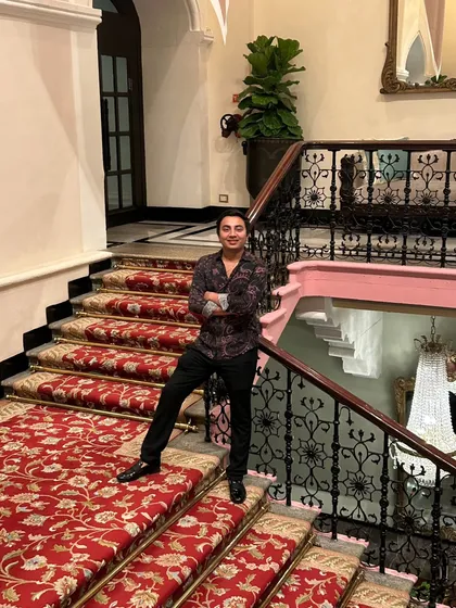 Posing on the grand staircase of the Taj Mahal Palace in Mumbai after a private party. Playing at such iconic venues is always a privilege.