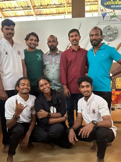 With my master and fellow participants at the Silambam workshop in Palakkad. It was a great opportunity to learn Kuthuvarisai, a fighting technique.