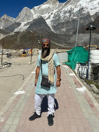 Standing on the path to the sacred Kedarnath Temple in the Himalayas. This pilgrimage was a profound experience, blending the physical journey with the spiritual quest.