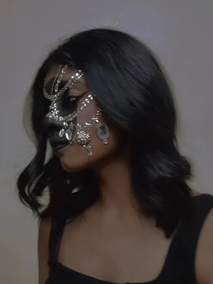 A soft, blurry shot that gives the rhinestone look an ethereal, dreamy quality.