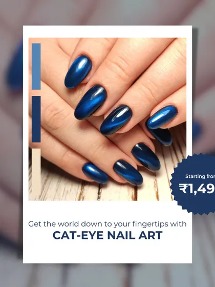 Get the mesmerizing, dimensional look of cat-eye nail art. Using a special magnetic polish, we create a shifting line of light that mimics the captivating gaze of a cat.