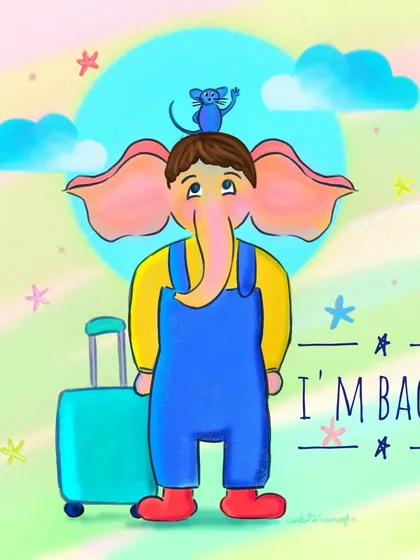 This version announces Ganesha's return for the festival season. His cheerful expression and travel bag symbolize his arrival into our homes and hearts each year.