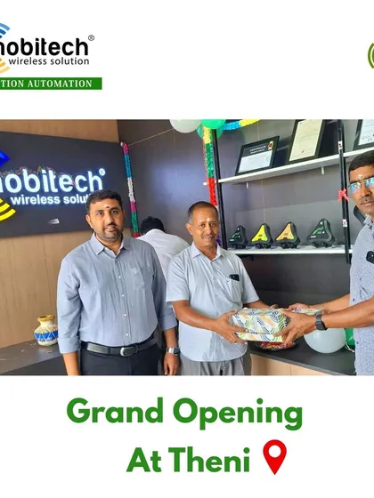 A happy moment with a customer at the grand opening of our Theni showroom.