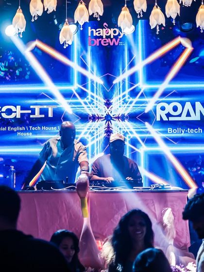 On the console with DJ Roan, blending commercial English tracks with Bolly-tech. These collaborations bring a fresh energy and diverse music selection to my regular club nights.