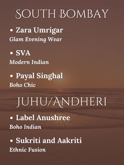 More hidden gems from South Bombay and the Juhu/Andheri area, perfect for finding everything from glam evening wear to boho-chic Indian outfits.