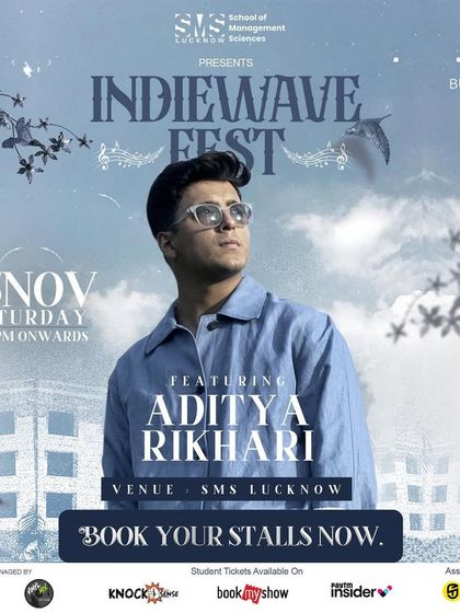 Beyond tickets, I also handle stall bookings for fests. This graphic for Indie Wave Fest is a call to action for vendors, showing I manage the commercial aspects of events too.