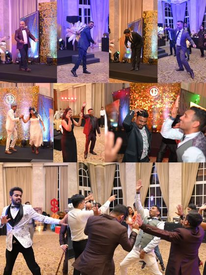 A collage of guests dancing and performing on stage. I facilitate an environment where everyone feels comfortable letting loose and celebrating.