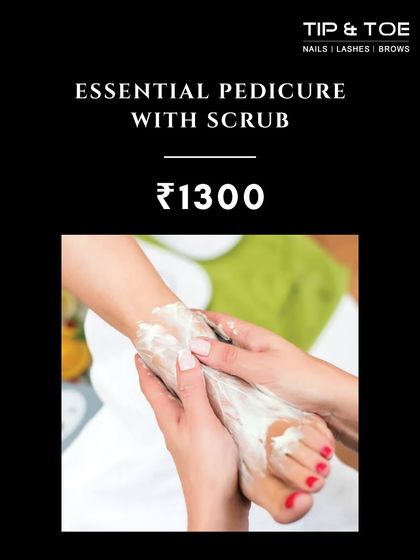 An offer on our Essential Pedicure with Scrub. This service is perfect for maintaining healthy, beautiful feet.