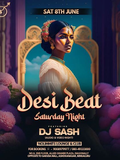 Another 'Desi Beat' night poster. These events are a celebration of Indian music, from classic hits to the newest tracks.