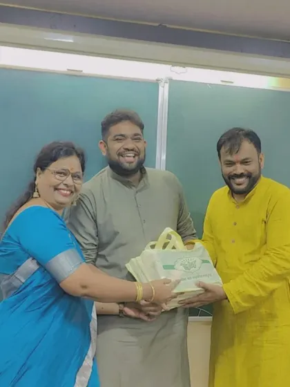 The spirit of giving during Diwali. Another faculty member is felicitated with a gift, strengthening the bonds within our teaching family.