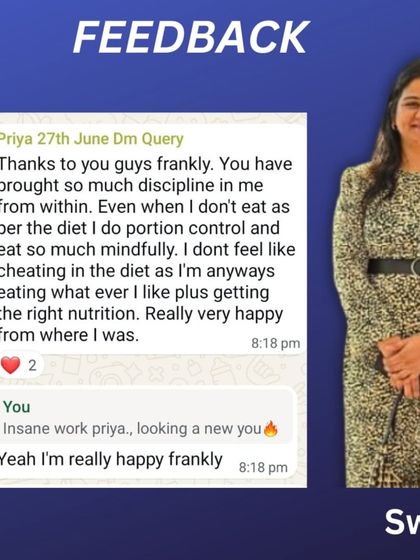 Priya from Mumbai went from XL to M, losing 8 kgs and 6 inches. She ate her staple desi food, including idli and roti with sabji, and even learned how to order healthy meals from Zomato. Her feedback highlights the discipline she gained through portion control.