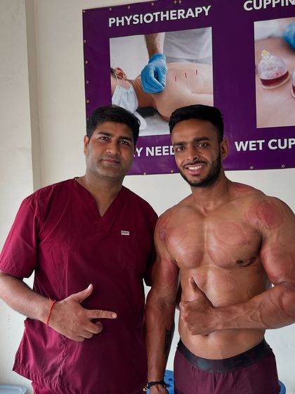 With professional athlete Devesh, who is happy with his results.