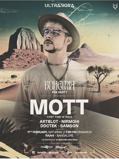 The main flyer for the Bohemia Pre-Party with Mott.