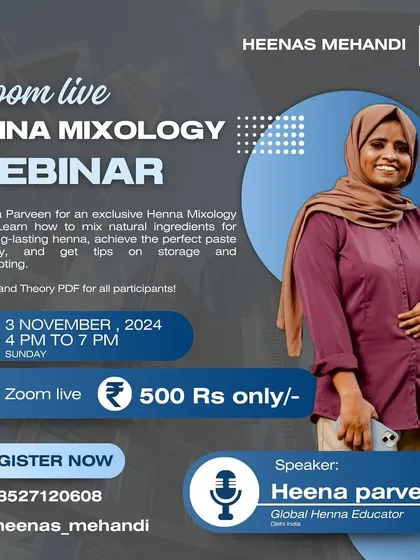 This is an announcement for my exclusive Henna Mixology Webinar. In this session, I teach how to mix natural ingredients for a vibrant, long-lasting henna paste.