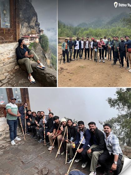 The journey and the destination. Our group taking on the trek to Tiger's Nest, sticks in hand and spirits high. We support each other every step of the way, making the achievement even sweeter.