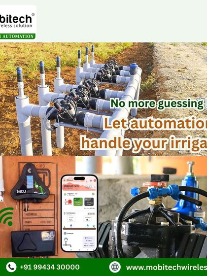 Our system eliminates guesswork. This setup shows the MCU motor controller, wireless valves, and mobile app working in sync to handle irrigation automatically.