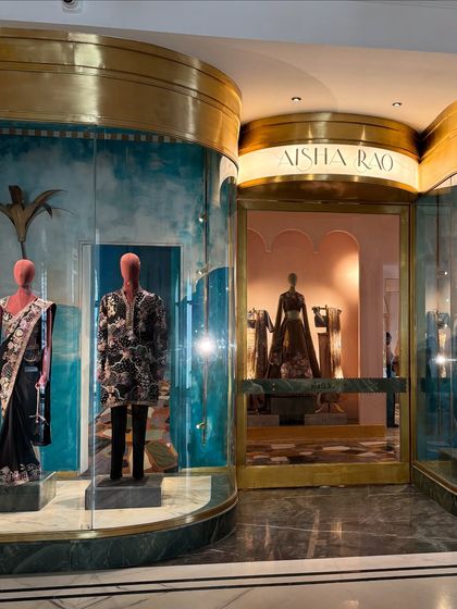 New store alert. Aisha Rao's vibrant and playful designs now have a new home in Delhi. Her store is as colorful and artistic as her outfits.