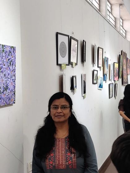 My "Purple Haze" painting of Aster flowers, which was sold at an exhibition. It's always a joy to connect with fellow artists and art lovers.