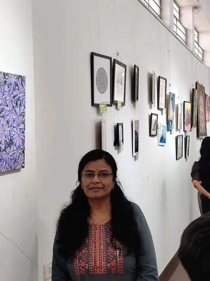 My "Purple Haze" painting of Aster flowers, which was sold at an exhibition. It's always a joy to connect with fellow artists and art lovers.