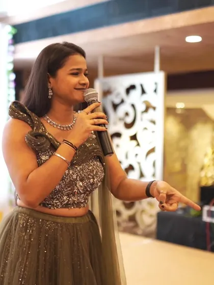 A candid shot of me interacting with guests, featured in the 'Shaadi Express' concept.