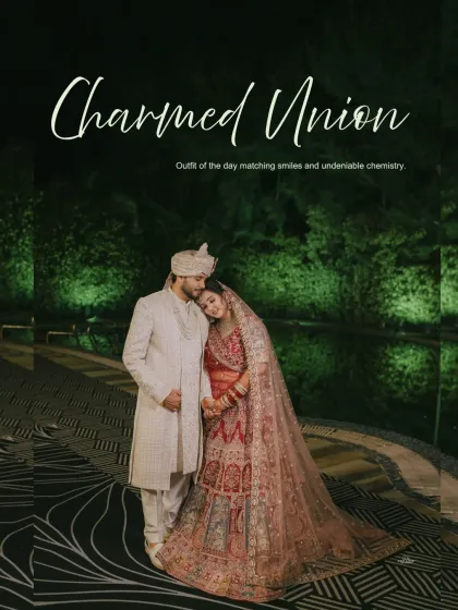 A perfect union against a stunning backdrop. This destination wedding portrait showcases our ability to use grand architecture and natural landscapes to frame your love story.