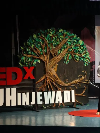 On the iconic red circle at TEDx SIU Hinjewadi. We provide musical performances for conferences, talks, and corporate functions.