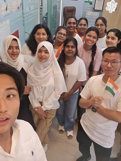 Our multicultural classroom celebrating together. We are proud to have students from all over the world join our community to learn new languages and experience Indian culture.