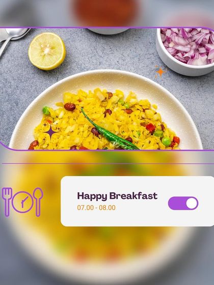 A happy breakfast sets the tone for the day. With my ready-to-eat Indian breakfast specials like Poha and Upma, a good meal is always just five minutes away.