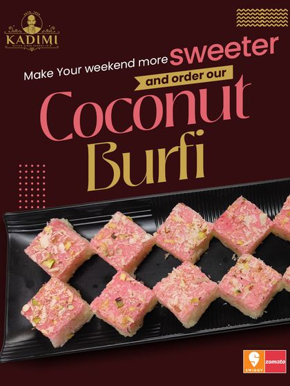 Make your weekend sweeter with our Coconut Burfi. A traditional treat made with fresh coconut and a touch of love.