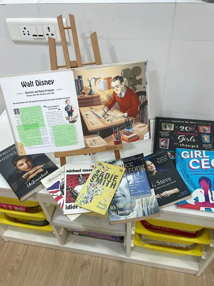 A collection of biographies, autobiographies, and memoirs ready for a lesson. We use these books to teach students about real-life stories, presentation skills, and how to talk about influential figures.