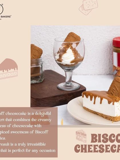 The Biscoff Cheesecake is pure heaven for lovers of that spiced, caramelized flavor. We combine a rich and creamy cheesecake with a crunchy Biscoff cookie base and a smooth Biscoff spread topping.