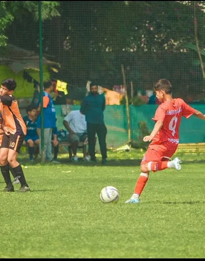 A free kick being taken by our U13 player during the Pride Cup.