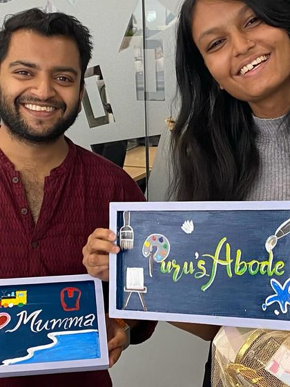 How sweet are these custom nameplates? Art parties are a wonderful activity for office teams to celebrate together and create something personal and meaningful.